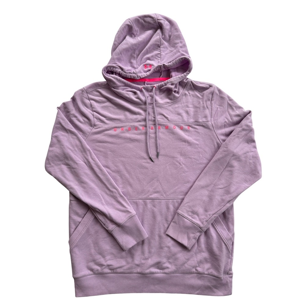 Under Armour Rival Fleece Hoodie Women Large Purple Pink Activewear 1330662